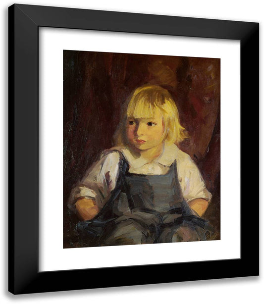 Boy in Blue Overalls 20x23 Black Modern Wood Framed Art Print Poster by Henri, Robert