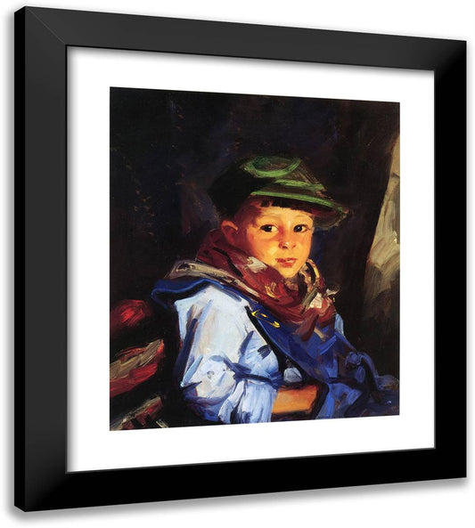 Boy with a Green Cap (Also Known as Chico) 20x22 Black Modern Wood Framed Art Print Poster by Henri, Robert