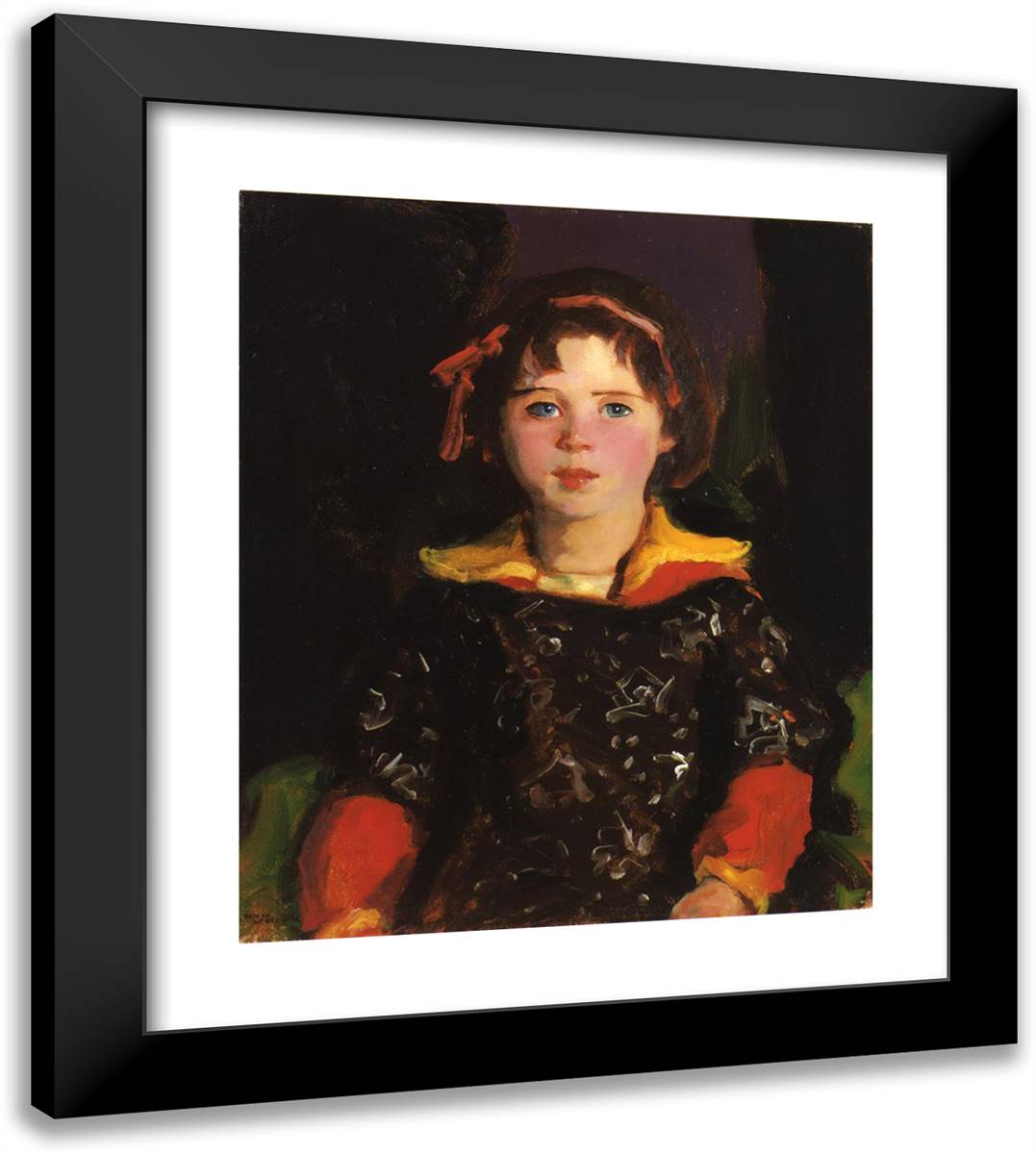 Bridgie (Also Known as Girl with Chinese Dress) 20x23 Black Modern Wood Framed Art Print Poster by Henri, Robert
