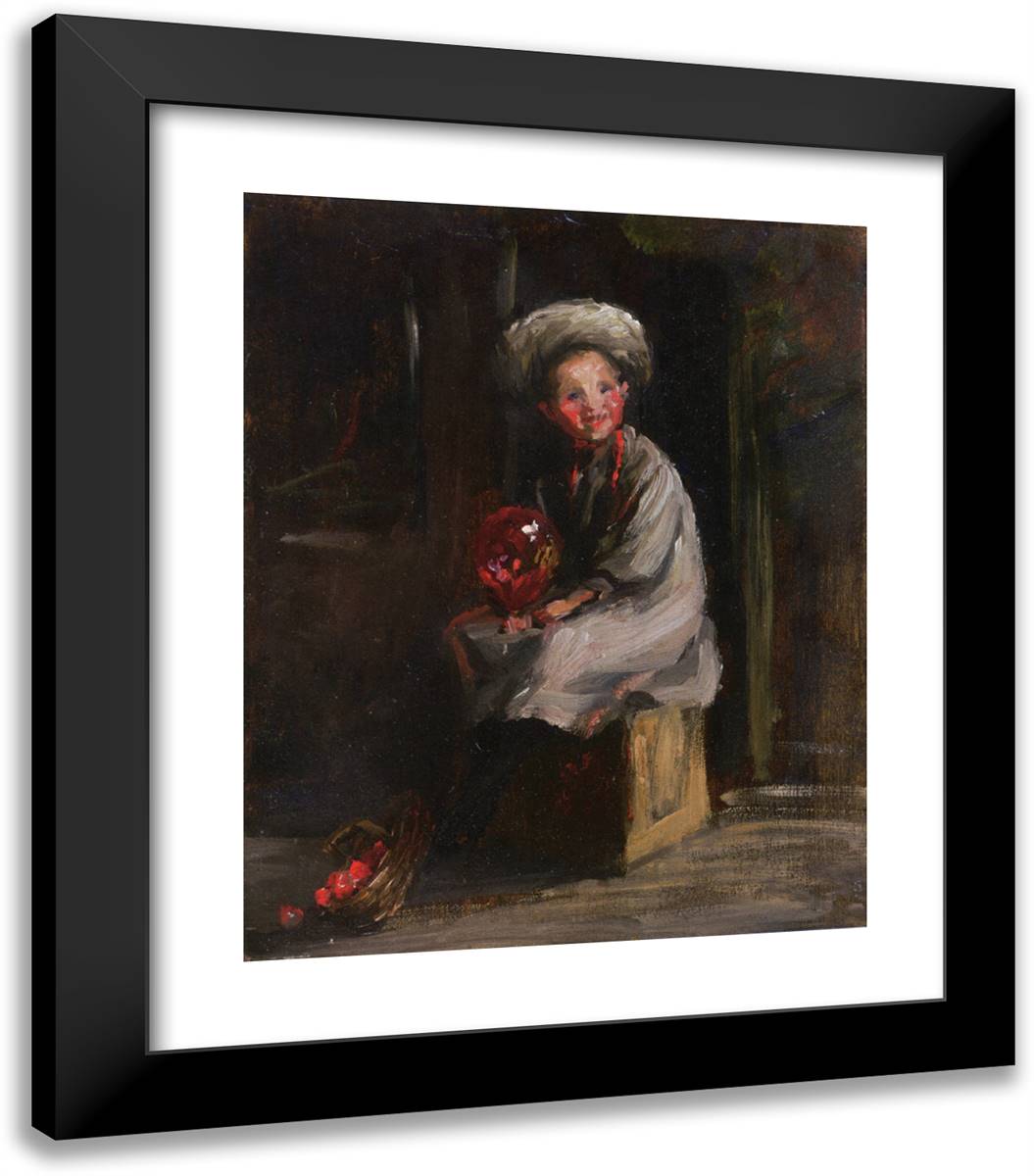 Cori with a Balloon  20x23 Black Modern Wood Framed Art Print Poster by Henri, Robert