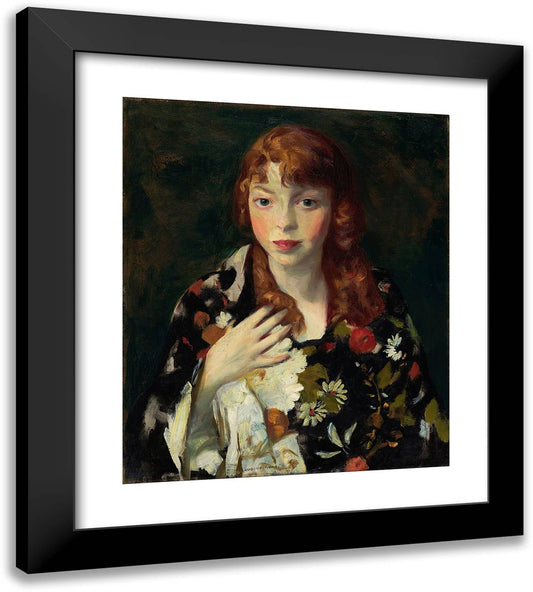 Edna Smith in a Japanese Wrap 20x22 Black Modern Wood Framed Art Print Poster by Henri, Robert