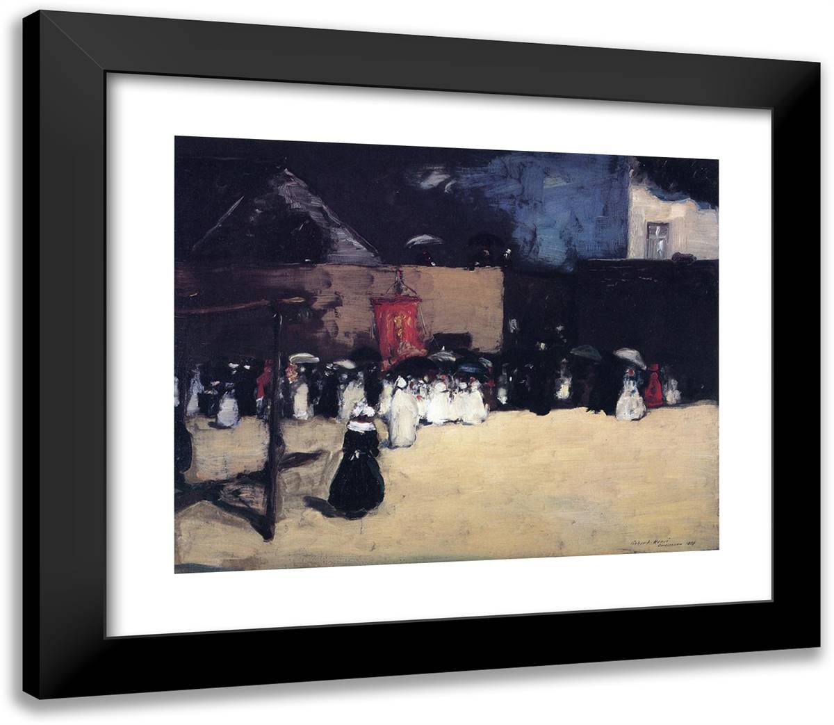 Fete Du Dieu - Concarneau 23x20 Black Modern Wood Framed Art Print Poster by Henri, Robert