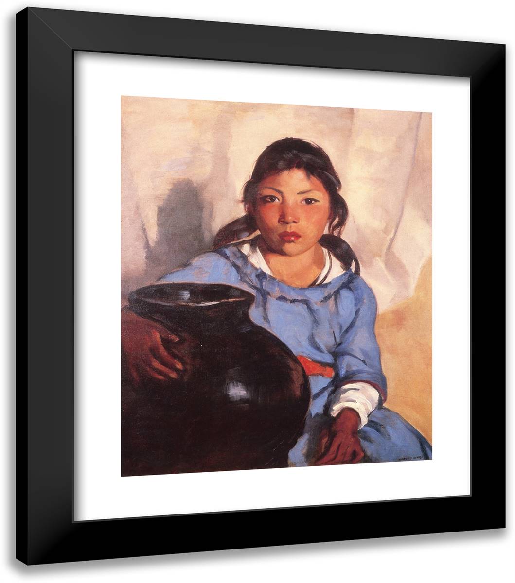 Gregorita with the Santa Clara Bowl  20x23 Black Modern Wood Framed Art Print Poster by Henri, Robert