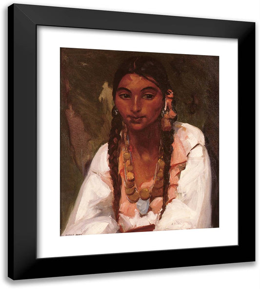 Gypsy Girl in White  20x22 Black Modern Wood Framed Art Print Poster by Henri, Robert