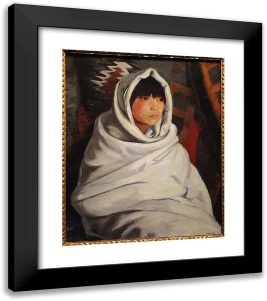 Indian Girl in White Blanket 20x23 Black Modern Wood Framed Art Print Poster by Henri, Robert