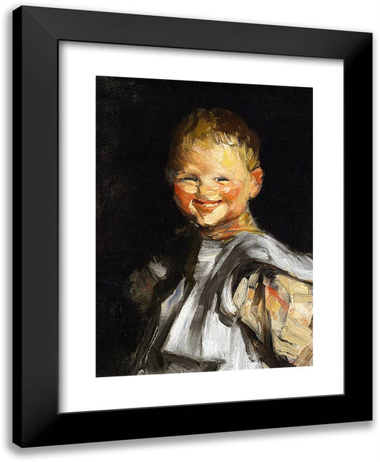 Laughing Child  19x24 Black Modern Wood Framed Art Print Poster by Henri, Robert