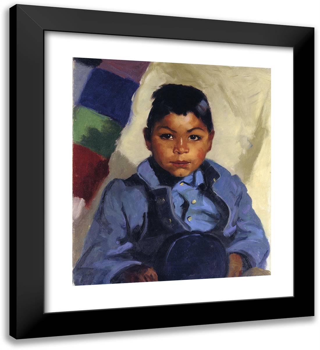 Little Indian 20x22 Black Modern Wood Framed Art Print Poster by Henri, Robert