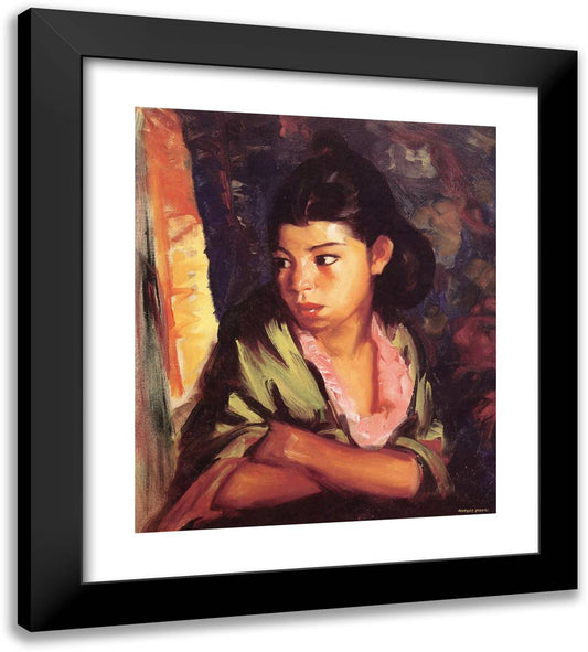 Lucinda, Mexican Girl 20x22 Black Modern Wood Framed Art Print Poster by Henri, Robert