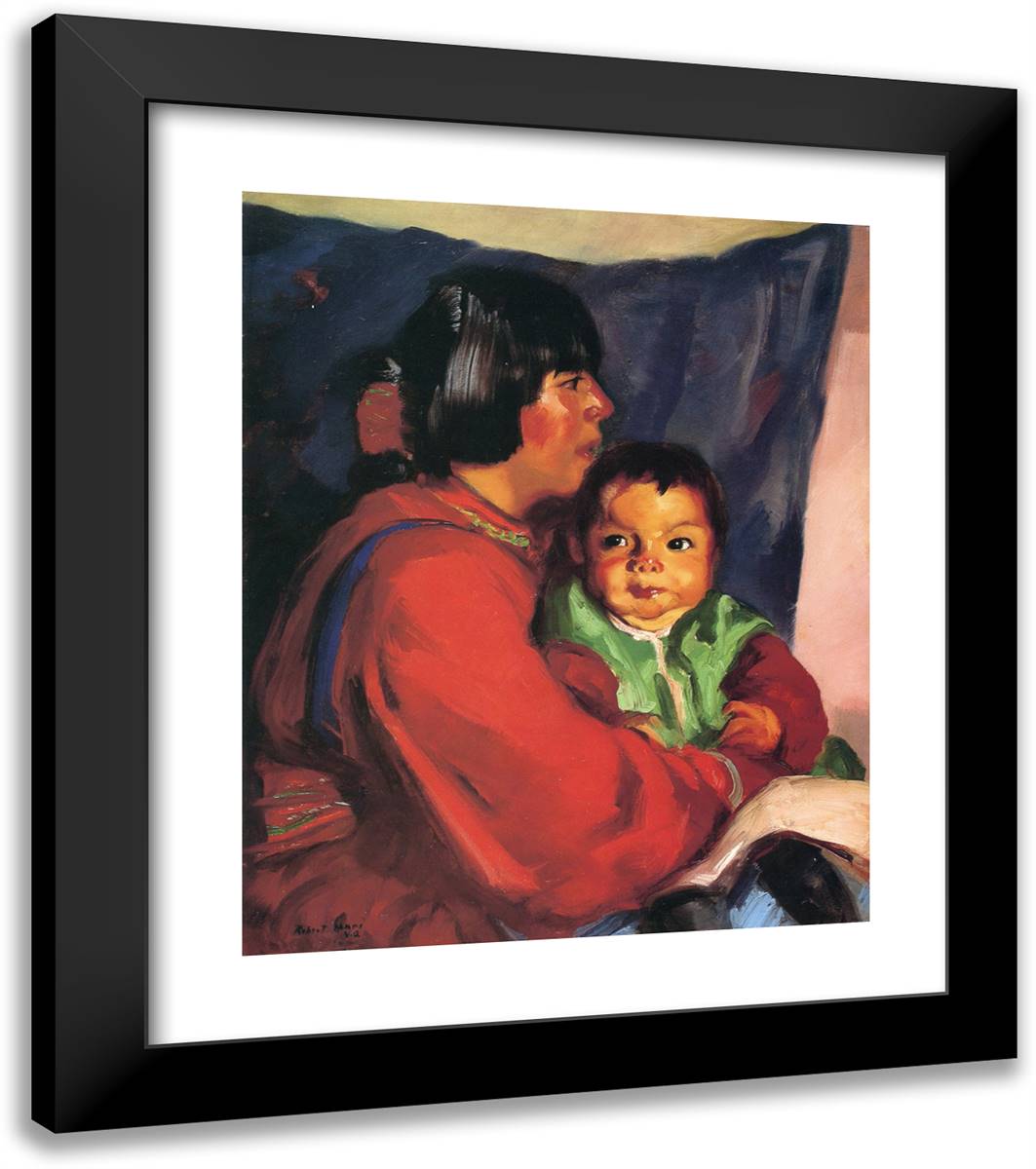 Maria and Baby  20x23 Black Modern Wood Framed Art Print Poster by Henri, Robert