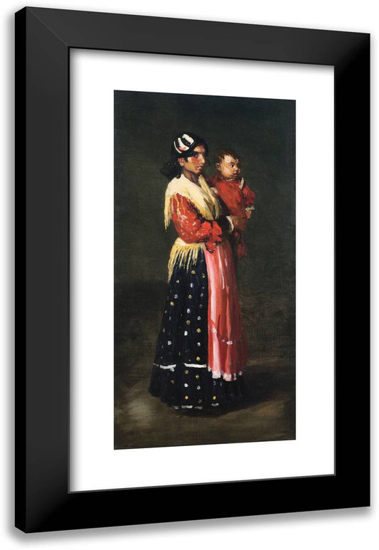 Maria Y Consuelo  16x24 Black Modern Wood Framed Art Print Poster by Henri, Robert