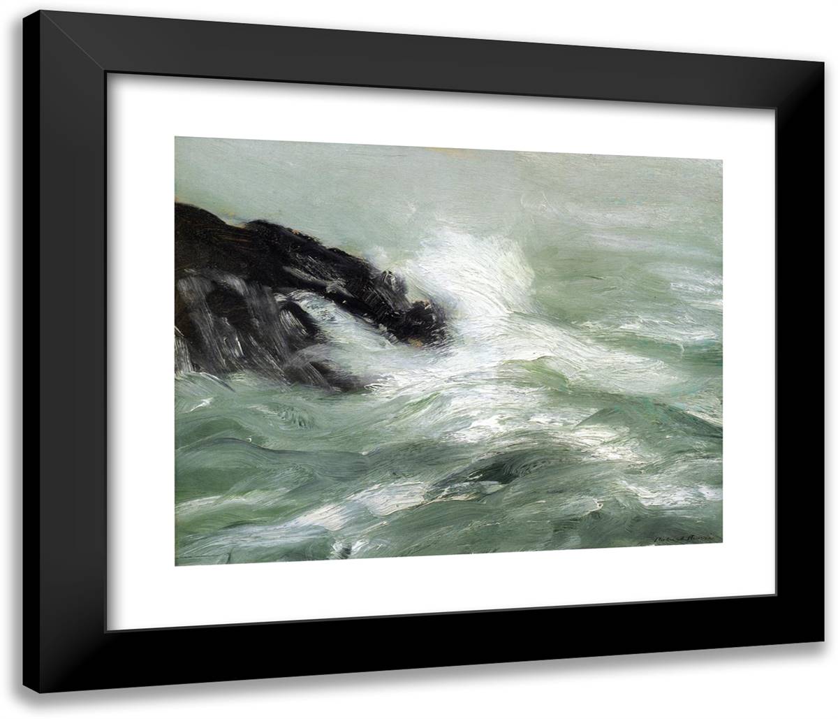 Marine - Storm Sea  23x20 Black Modern Wood Framed Art Print Poster by Henri, Robert