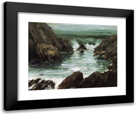 Marine with Rocks  24x20 Black Modern Wood Framed Art Print Poster by Henri, Robert