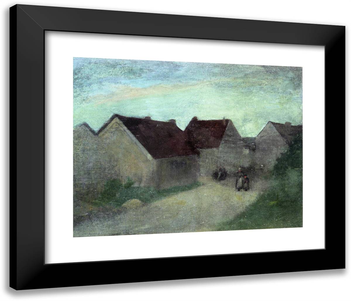 Old Houses in Normandie 24x20 Black Modern Wood Framed Art Print Poster by Henri, Robert
