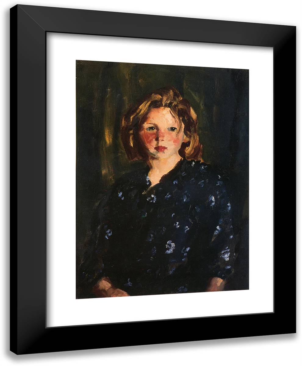 Portrait of a Young Girl 19x24 Black Modern Wood Framed Art Print Poster by Henri, Robert