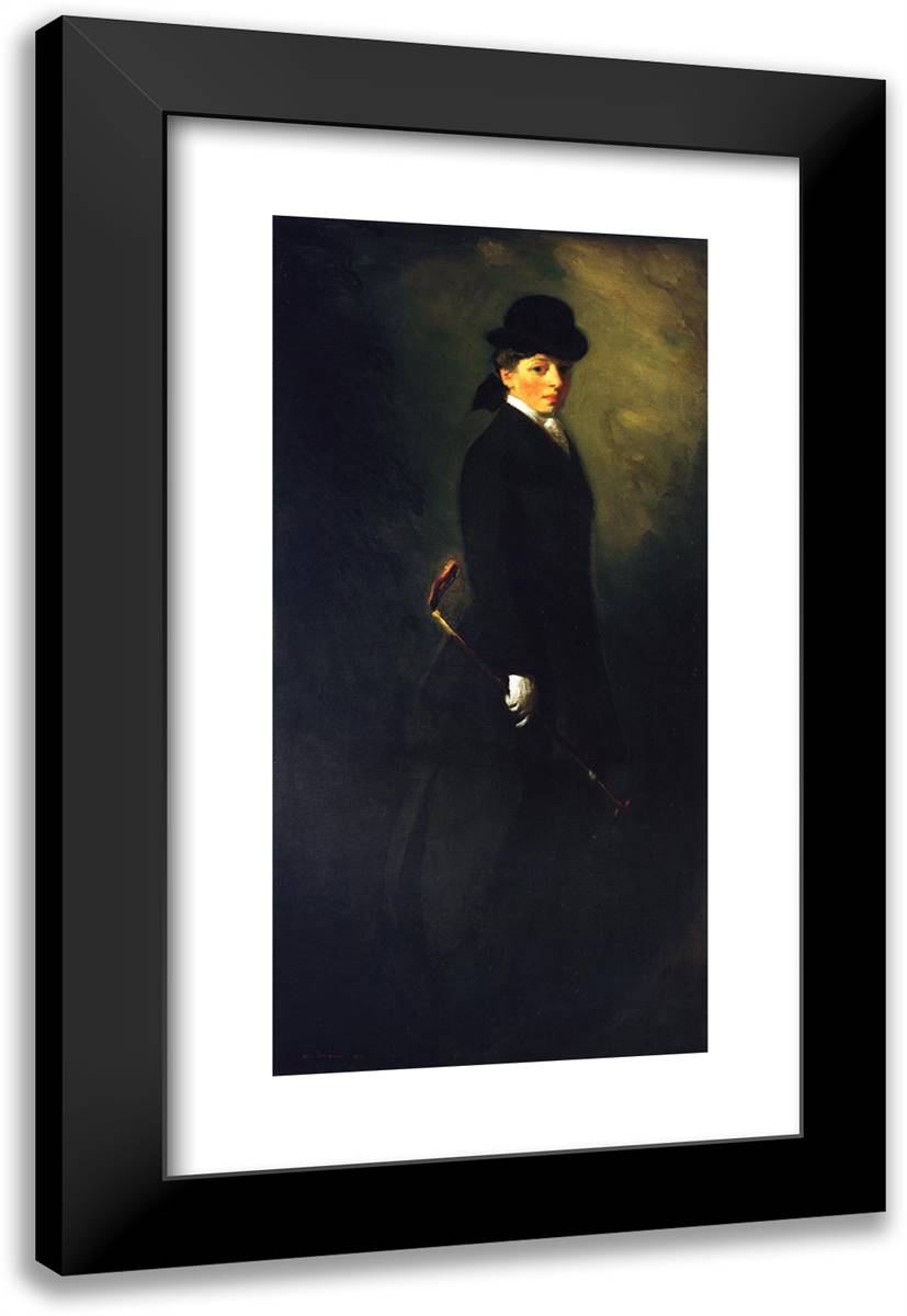 Portrait of Miss Leora Dryer in Riding Costume  16x24 Black Modern Wood Framed Art Print Poster by Henri, Robert