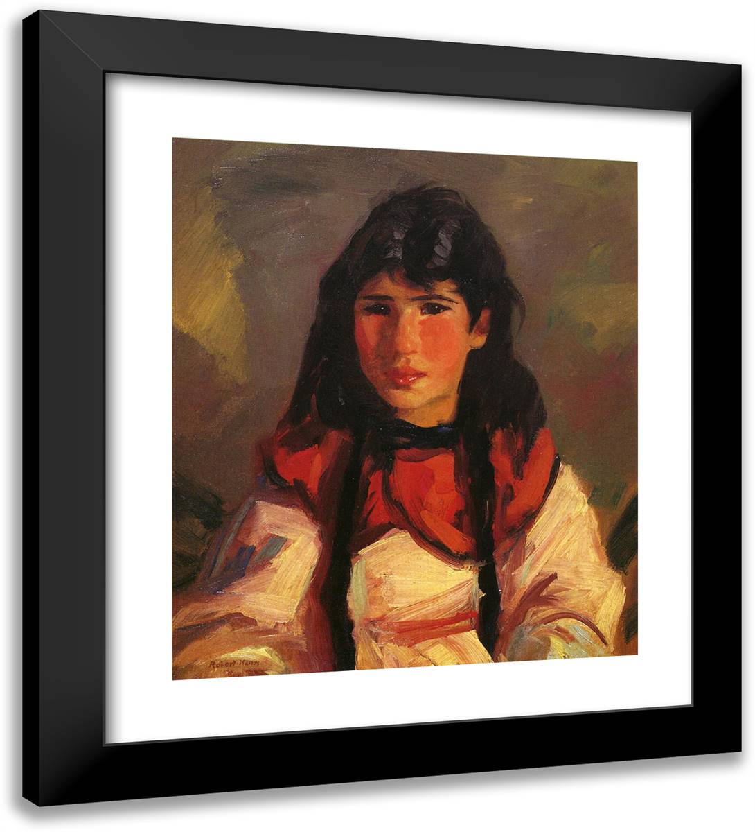 Portrait of Tillie 20x22 Black Modern Wood Framed Art Print Poster by Henri, Robert