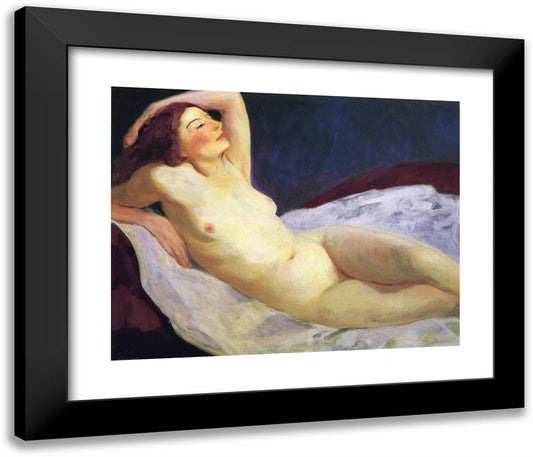 Reclining Nude (Barbara Brown) 23x20 Black Modern Wood Framed Art Print Poster by Henri, Robert