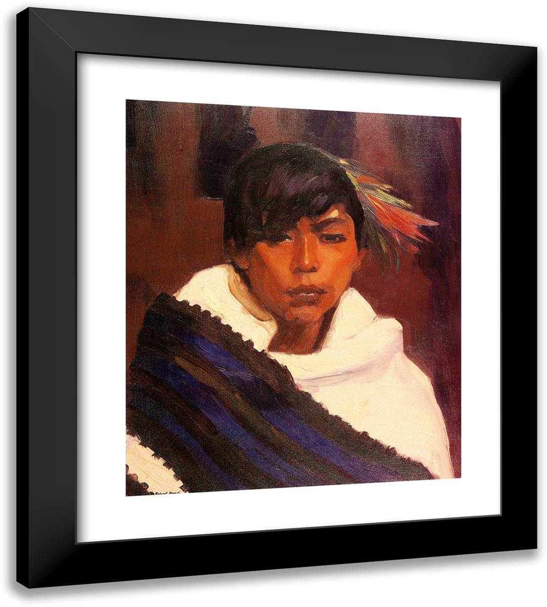 Ricardo, Indian of San Ildefonso 20x22 Black Modern Wood Framed Art Print Poster by Henri, Robert