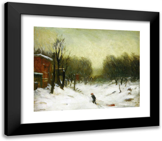 Seventh Avenue in the Snow 23x20 Black Modern Wood Framed Art Print Poster by Henri, Robert