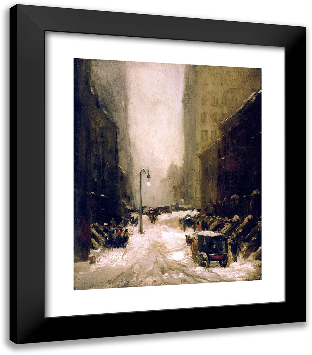 Snow in New York  20x23 Black Modern Wood Framed Art Print Poster by Henri, Robert