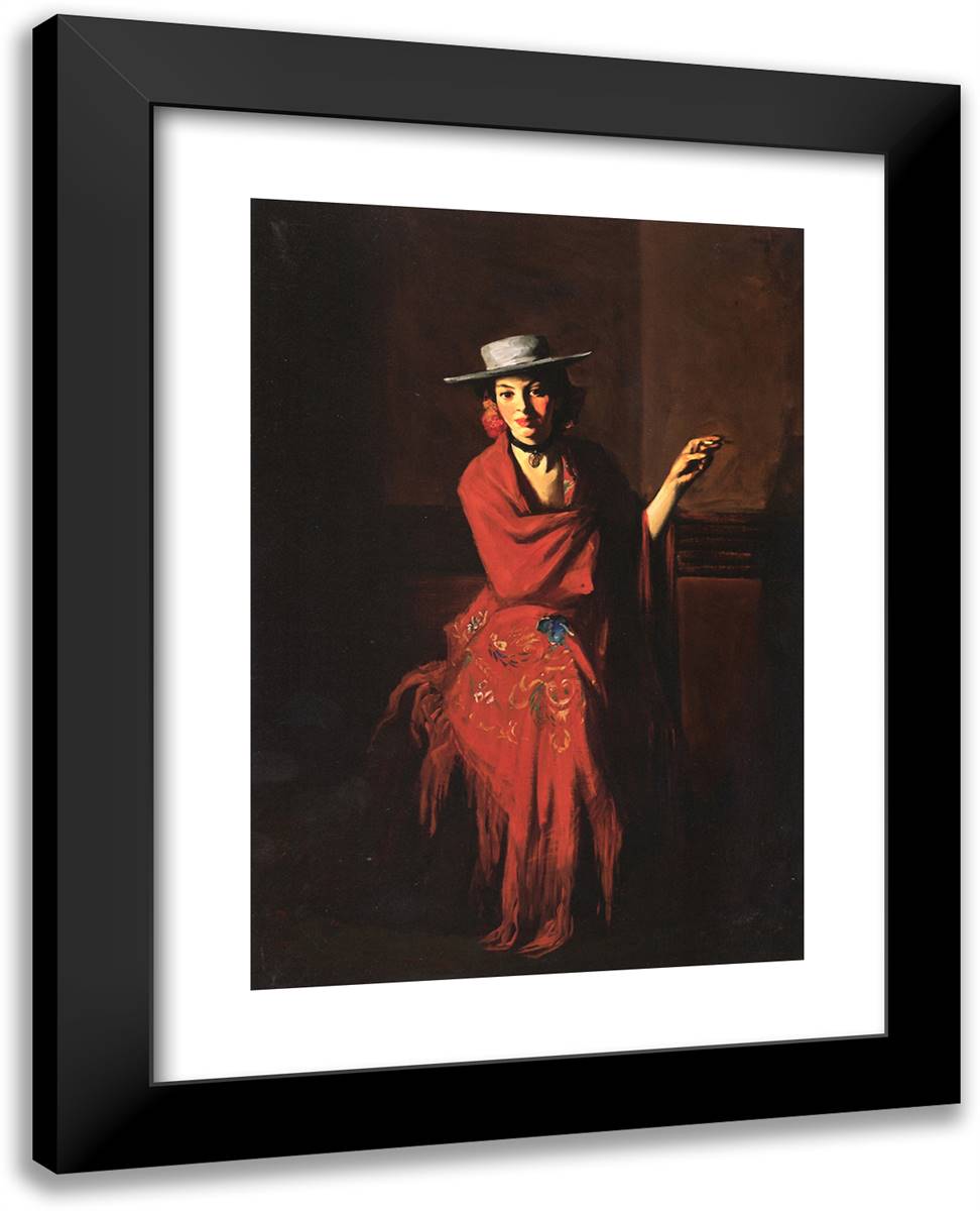 Spanish Dancer - the Cigarette  19x24 Black Modern Wood Framed Art Print Poster by Henri, Robert