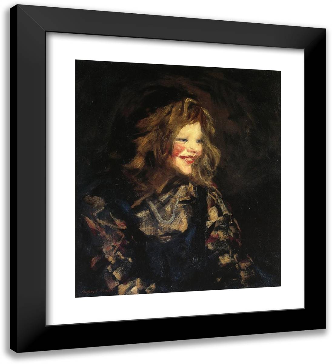 Spanish Urchin (Also Known as Laugh Cheeks) 20x22 Black Modern Wood Framed Art Print Poster by Henri, Robert