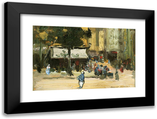Street Corner in Paris  24x18 Black Modern Wood Framed Art Print Poster by Henri, Robert