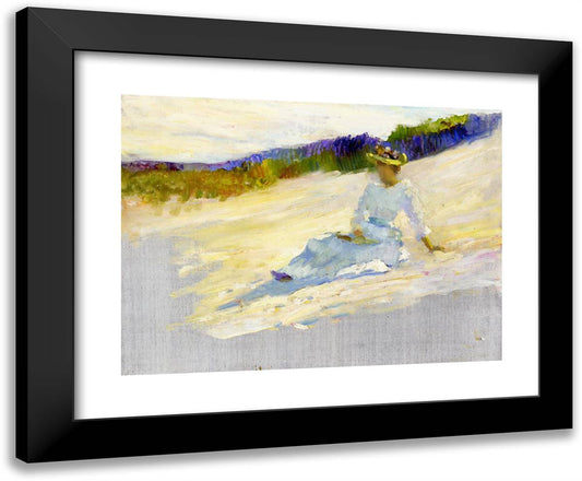 Sunlight, Girl on Beach, Avalon  24x20 Black Modern Wood Framed Art Print Poster by Henri, Robert