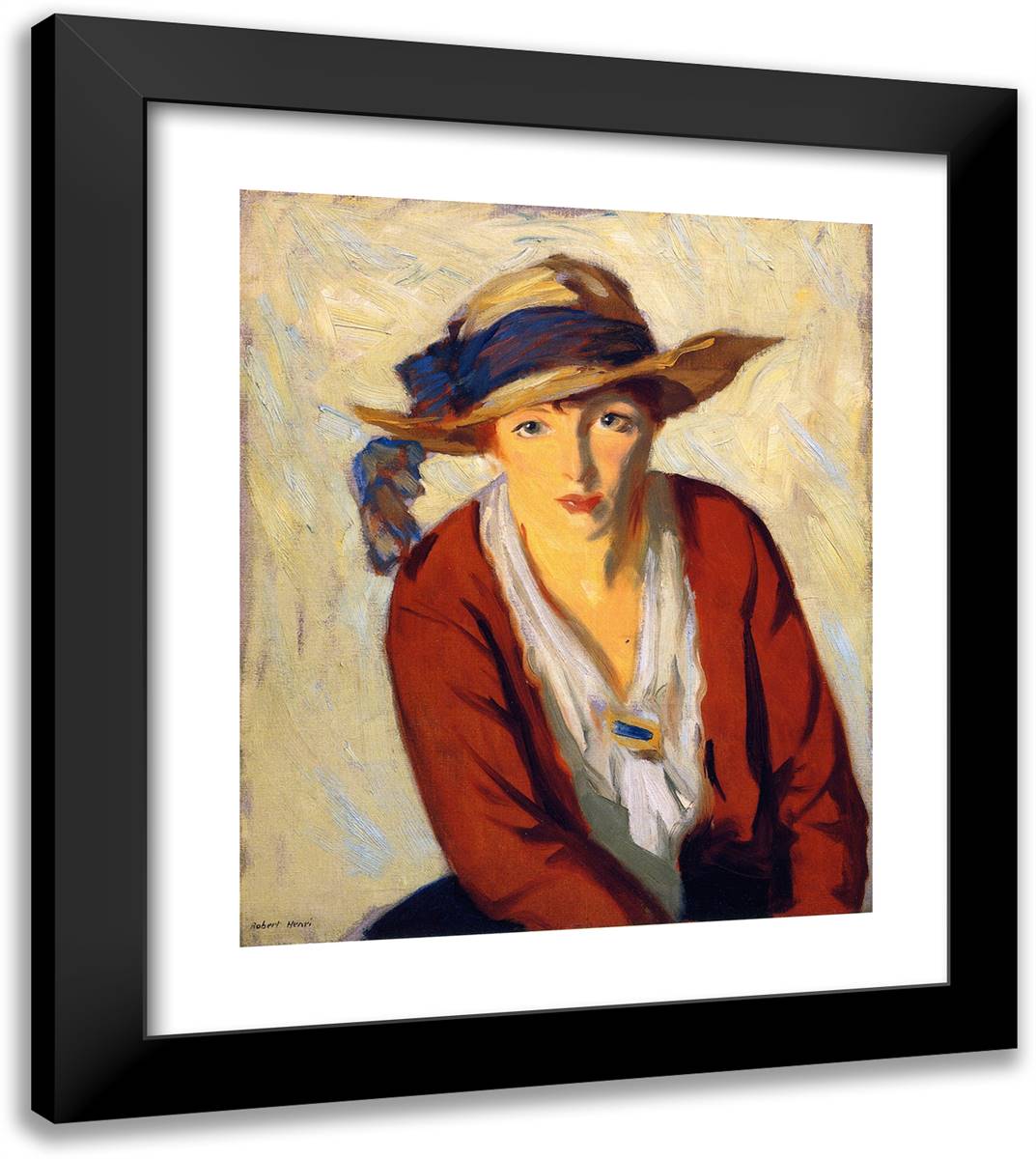 The Beach Hat  20x23 Black Modern Wood Framed Art Print Poster by Henri, Robert