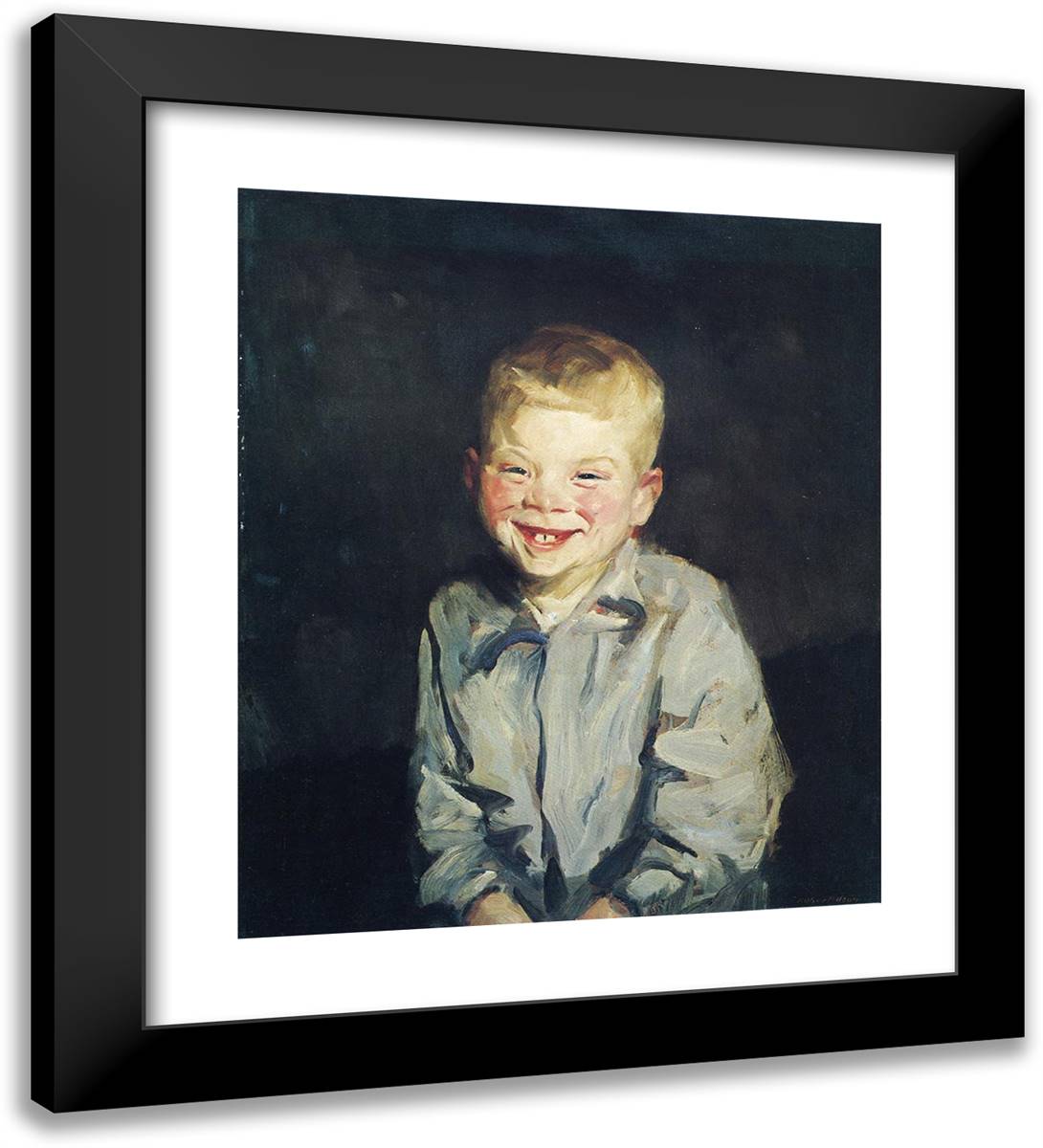 The Laughing Boy (Jobie) 20x22 Black Modern Wood Framed Art Print Poster by Henri, Robert