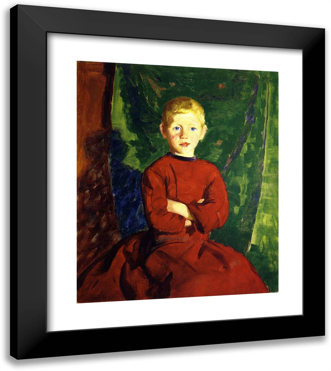 Thomas in His Red Coat 20x23 Black Modern Wood Framed Art Print Poster by Henri, Robert