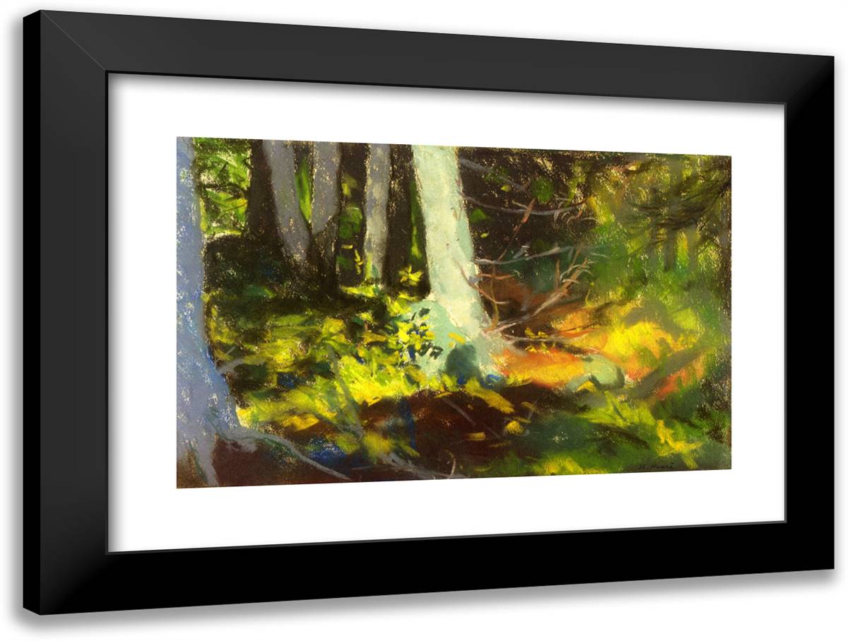 Under the Trees - Monhegan 24x18 Black Modern Wood Framed Art Print Poster by Henri, Robert