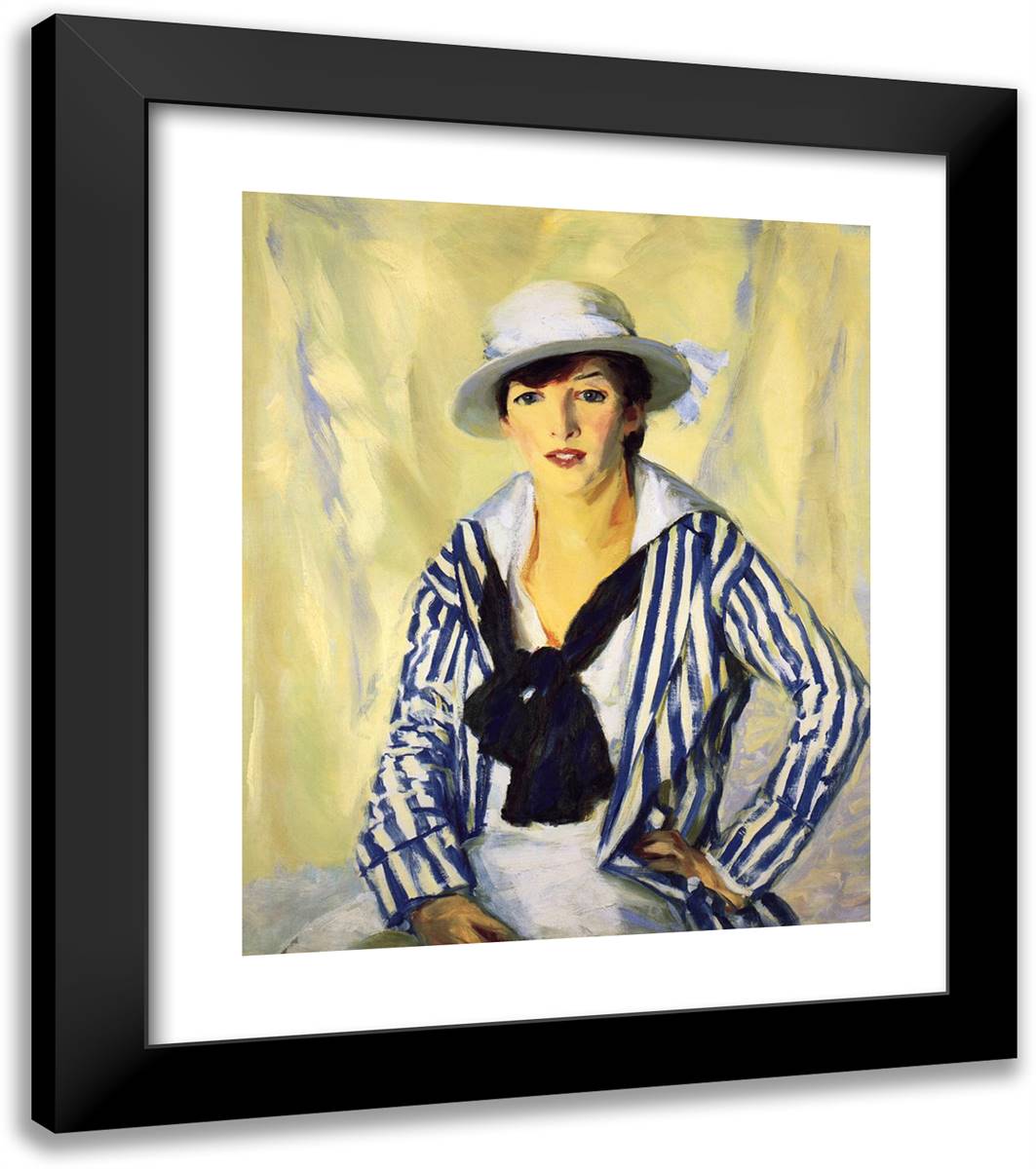 Viv in Blue Stripe  20x23 Black Modern Wood Framed Art Print Poster by Henri, Robert