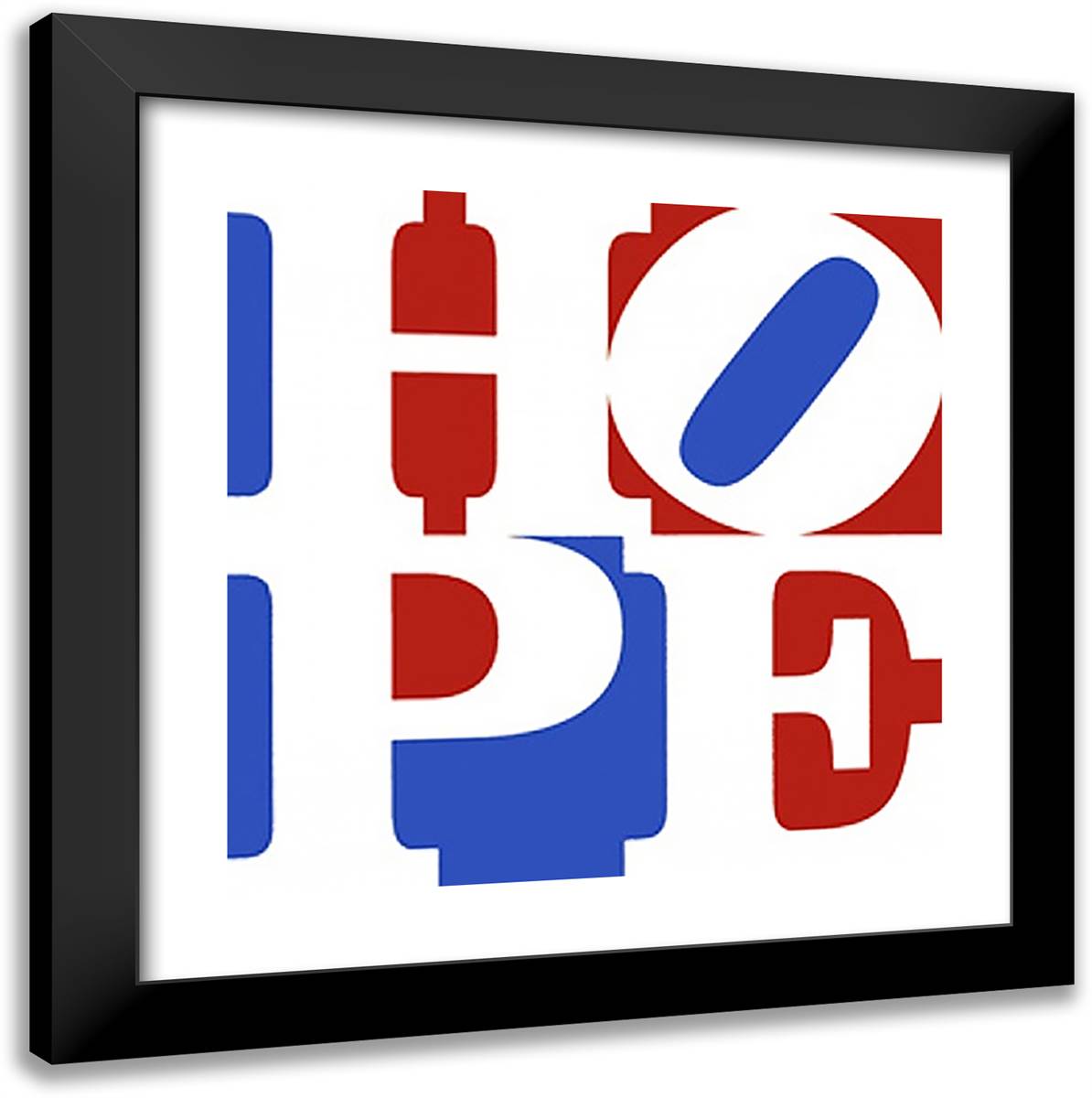 Hope 20x20 Black Modern Wood Framed Art Print Poster by Indiana, Robert