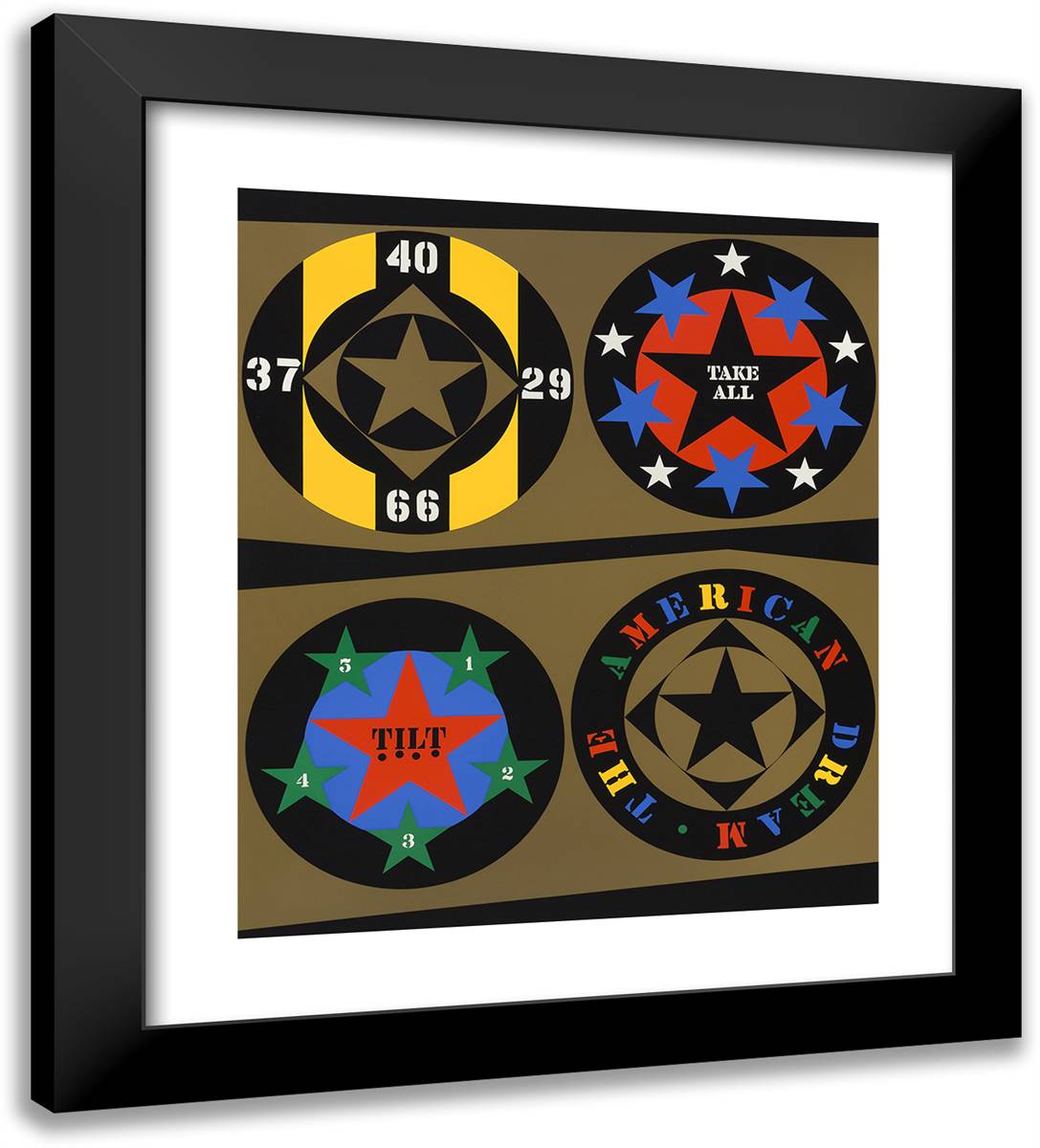 The American Dream, from Decade 20x22 Black Modern Wood Framed Art Print Poster by Indiana, Robert