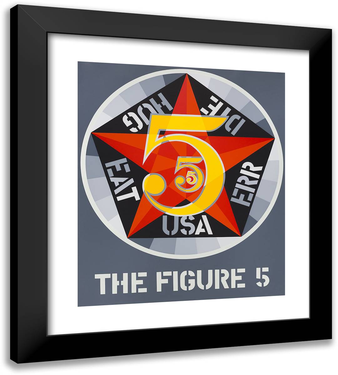 The Figure 5, from Decade 20x22 Black Modern Wood Framed Art Print Poster by Indiana, Robert