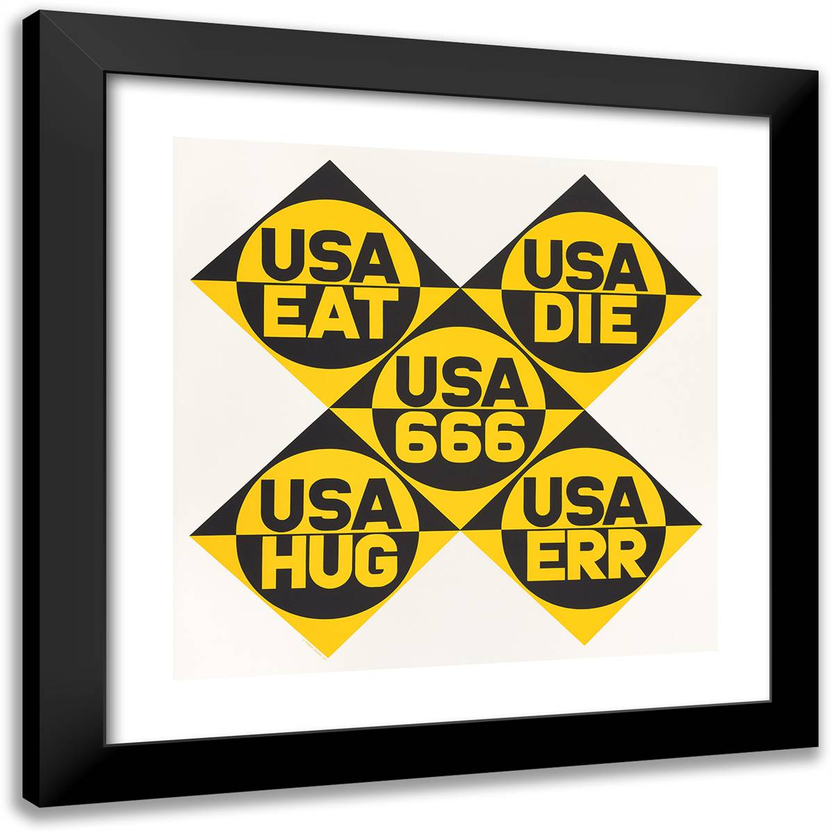 Usa 666, from Decade 20x20 Black Modern Wood Framed Art Print Poster by Indiana, Robert