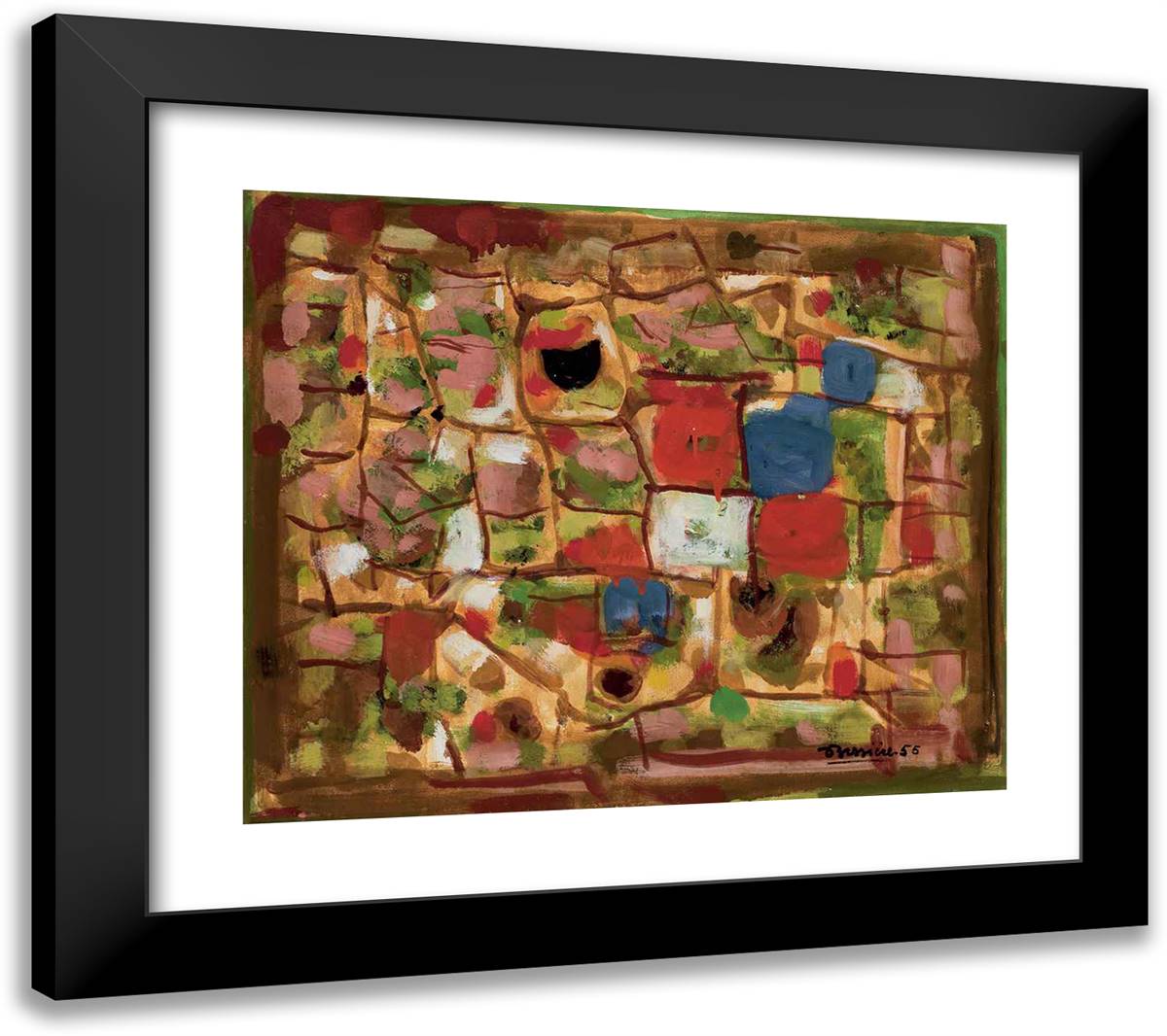 Composition 22x20 Black Modern Wood Framed Art Print Poster by Bissiere, Roger