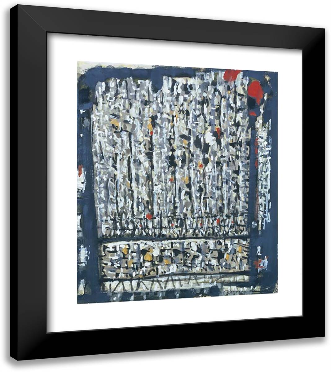 Composition Grise 20x23 Black Modern Wood Framed Art Print Poster by Bissiere, Roger