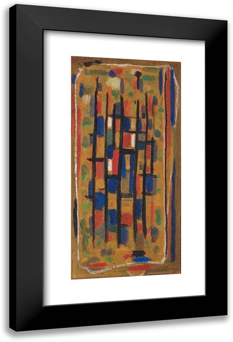 Composition Rouge, Bleu, Jaune 15x24 Black Modern Wood Framed Art Print Poster by Bissiere, Roger