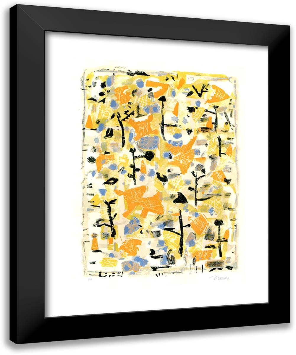 Le Verger 19x24 Black Modern Wood Framed Art Print Poster by Bissiere, Roger