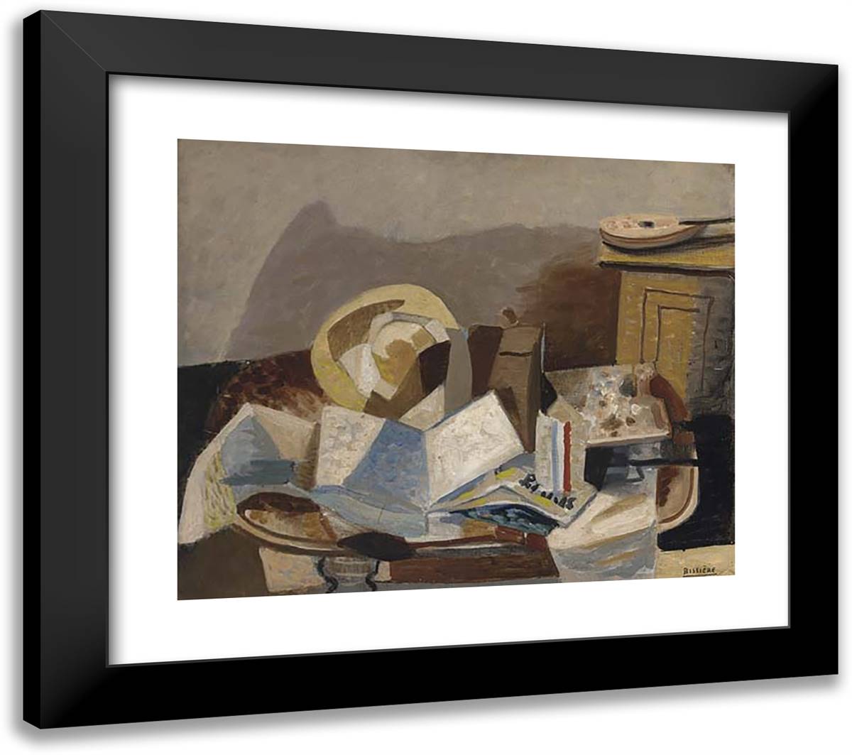 Nature Morte Avec Mandoline 23x20 Black Modern Wood Framed Art Print Poster by Bissiere, Roger