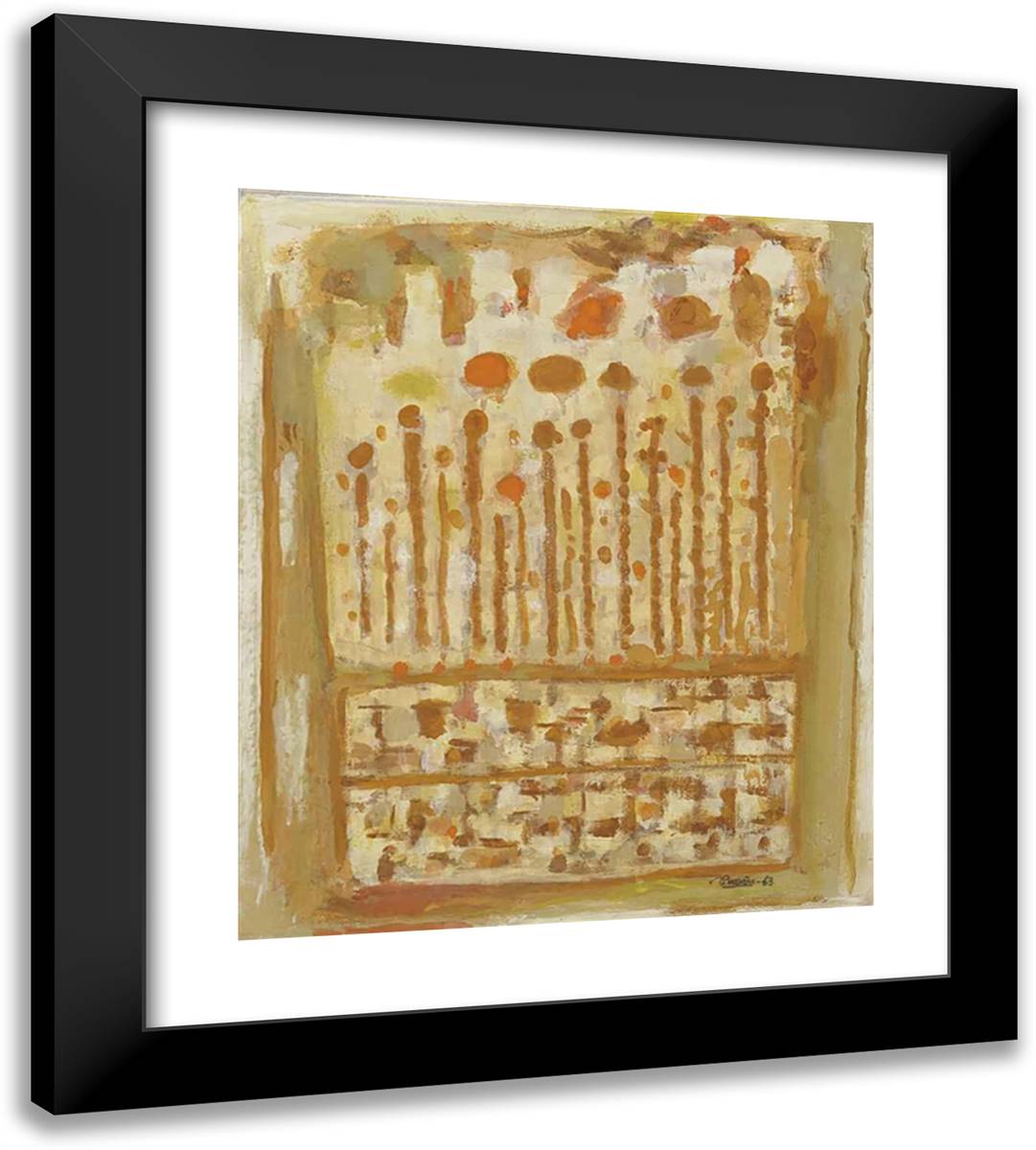 Vendemiaire 20x22 Black Modern Wood Framed Art Print Poster by Bissiere, Roger