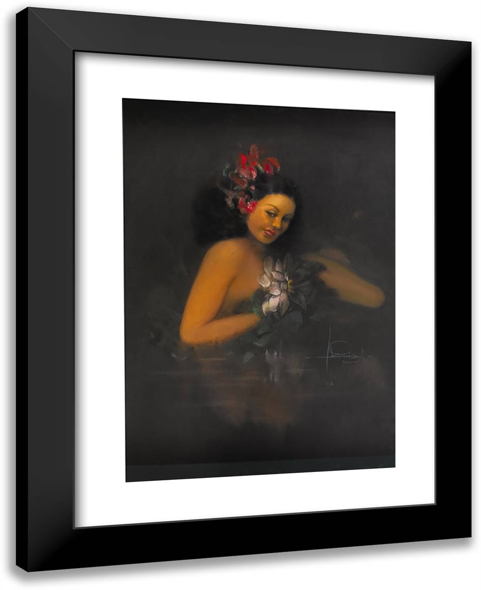 Tahitian Nude 19x24 Black Modern Wood Framed Art Print Poster by Armstrong, Rolf