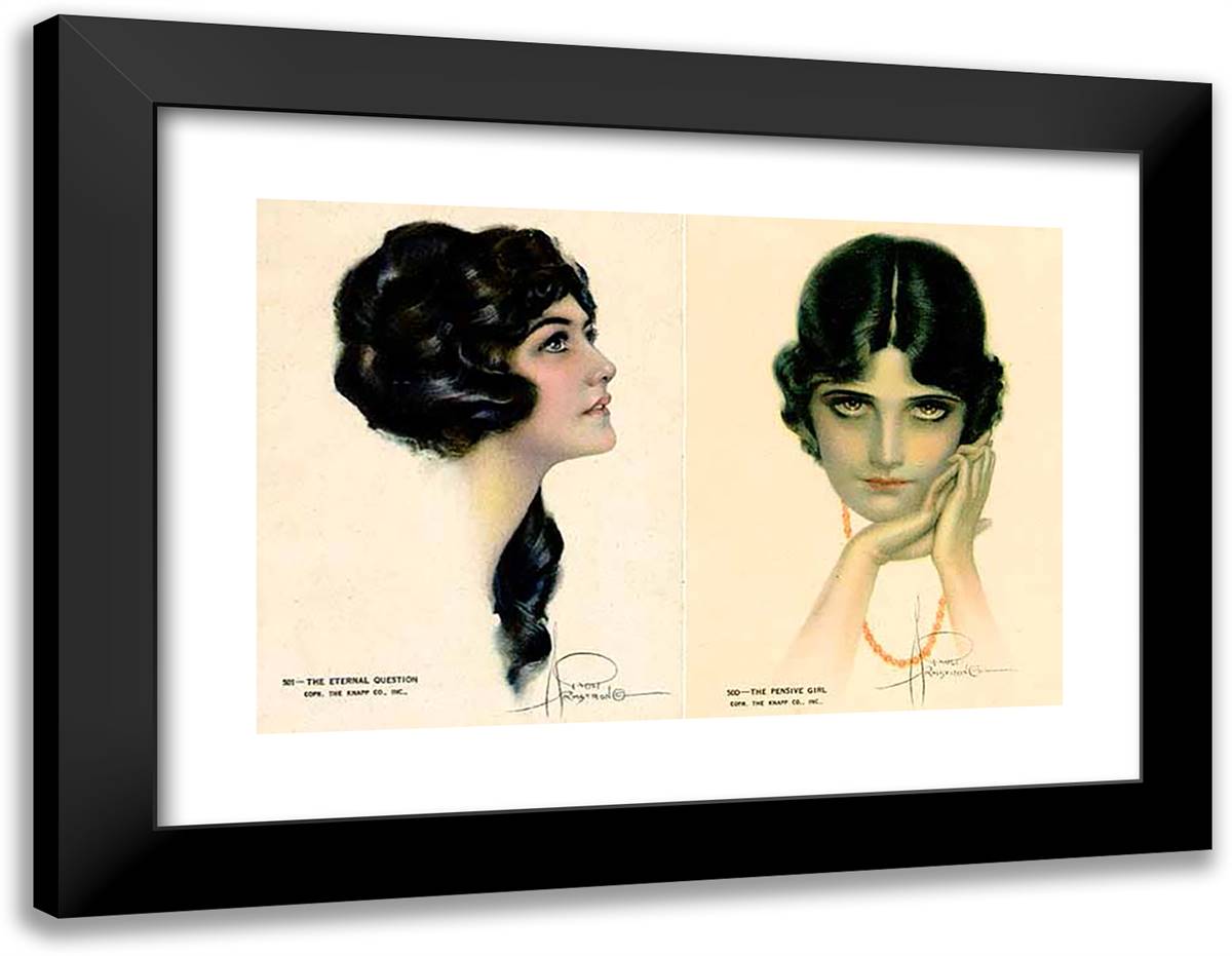 The Eternal Question and the Pensive Girl 24x19 Black Modern Wood Framed Art Print Poster by Armstrong, Rolf