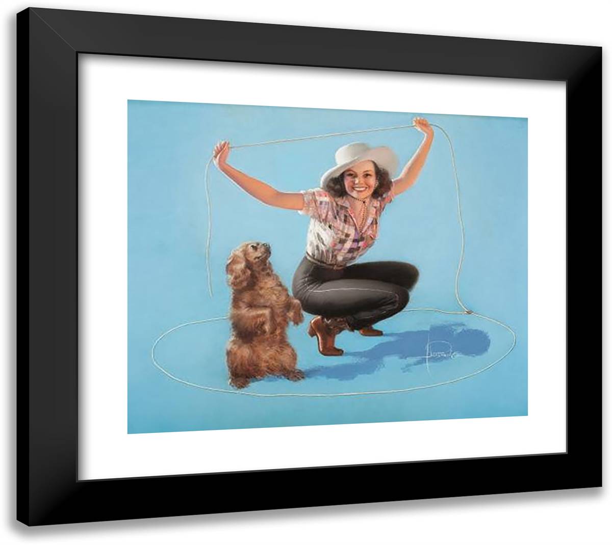 Try This (Cowgirl with Lasso) 22x20 Black Modern Wood Framed Art Print Poster by Armstrong, Rolf