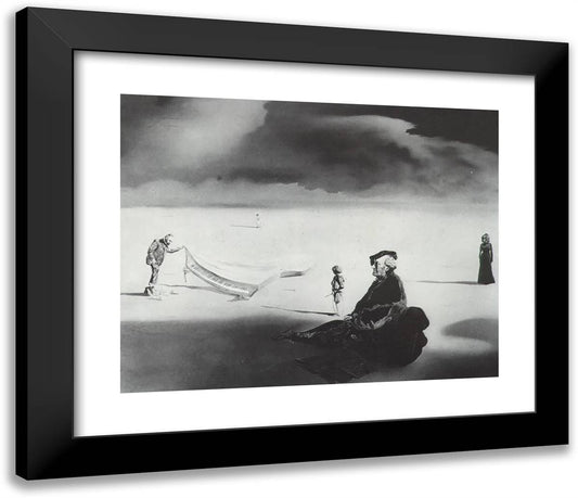 A Chemist Lifting with Extreme Precaution the Cuticle of a Grand Piano 23x20 Black Modern Wood Framed Art Print Poster by Dali, Salvador