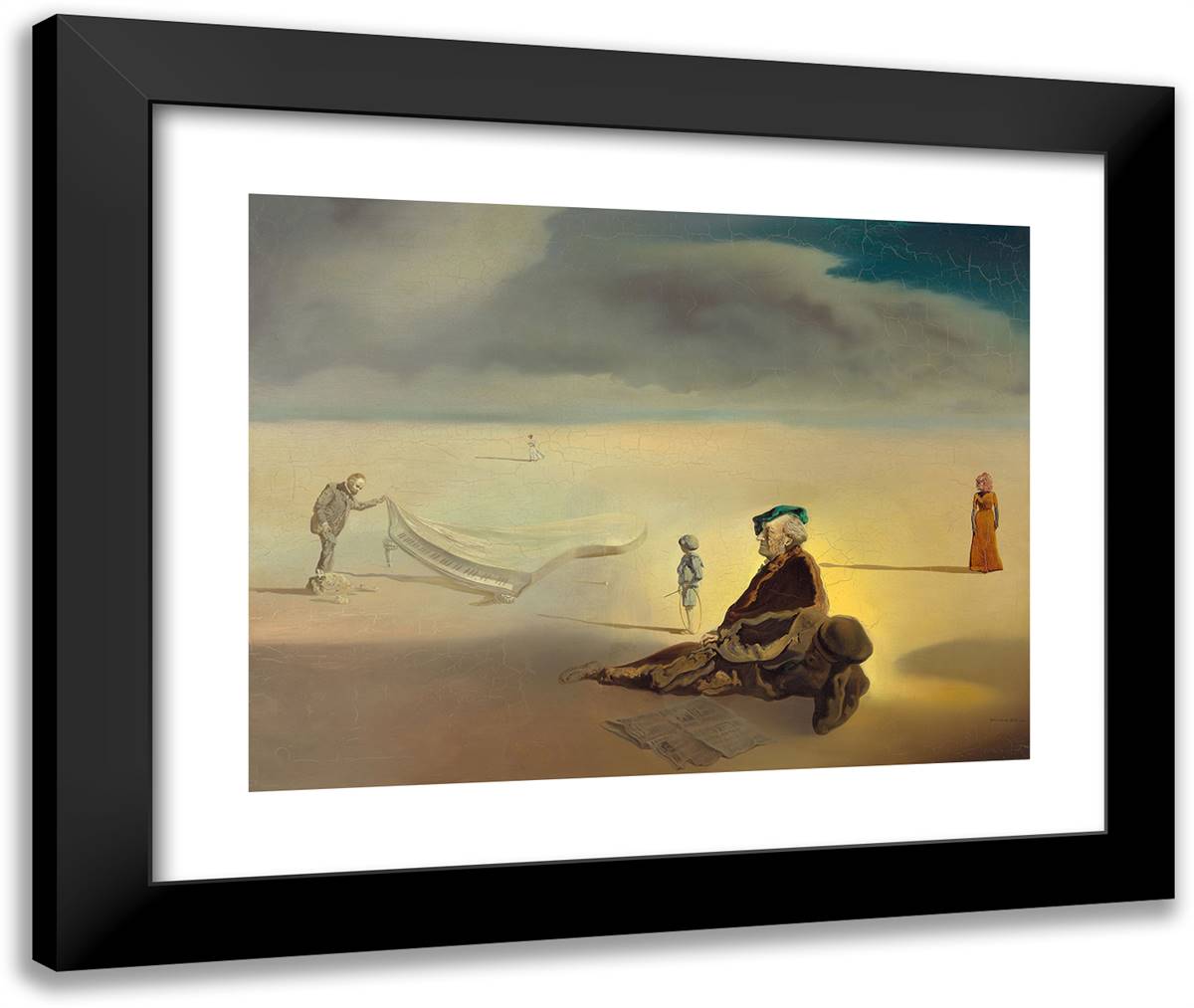 A Chemist Lifting with Extreme Precaution the Cuticle of a Grand Piano II 24x20 Black Modern Wood Framed Art Print Poster by Dali, Salvador