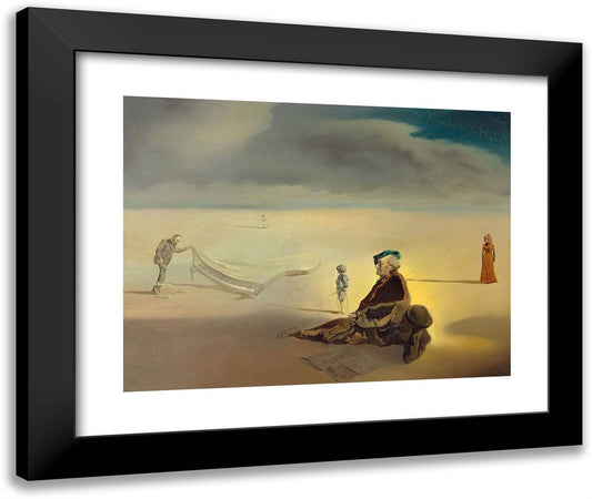 A Chemist Lifting with Extreme Precaution the Cuticle of a Grand Piano II 24x20 Black Modern Wood Framed Art Print Poster by Dali, Salvador