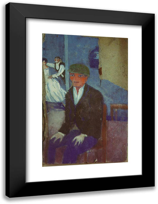 A Seated Man and a Dancing Couple 18x24 Black Modern Wood Framed Art Print Poster by Dali, Salvador